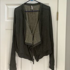 Free People Open Front Wrap Sweater Olive Green Size Medium